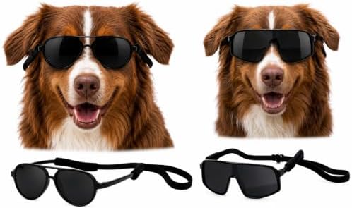 G010 Dog Pet Costume Prop Aviator Sunglasses Medium Breeds 20-40 lbs (2-Pack Aviator Black + Sports Turbo Black)
