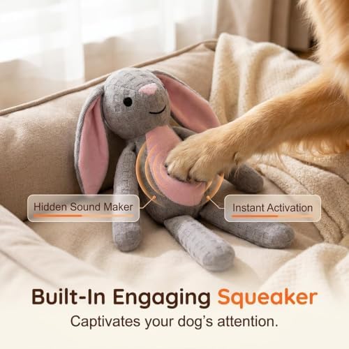 2026 Upgraded Indestructible Plush Dog Toy for Aggressive Chewers, Interactive Squeaky Chew Toy, Durable Teething Toy for Small, Medium & Large Dogs (Blue Elephant)