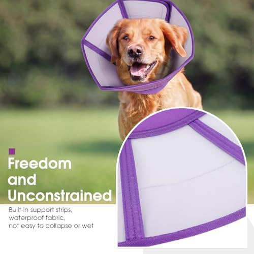 Allroaring Dog Recovery Cone Waterproof Plastic Elizabethan Cone Purple XL