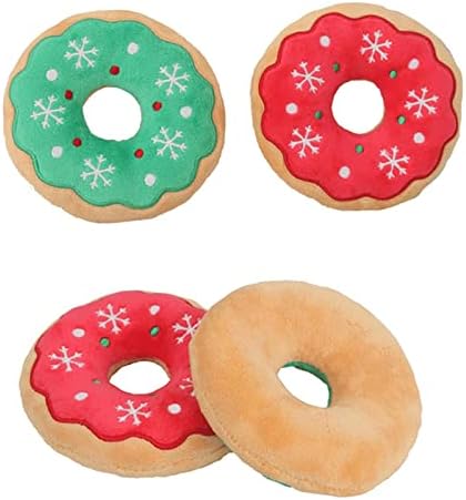 Dog Squeaky Toy Interactive Train Supplies Cloth Reduces Destructive Suitable for Small Medium Large Dog Pets, Red Donut