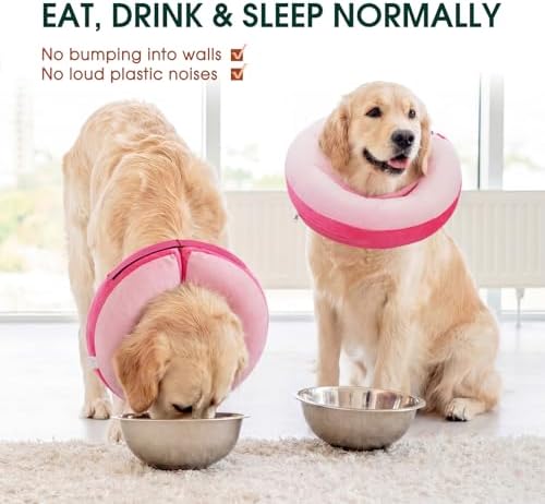 Kuoser Inflatable Dog Cone Collar, Dogs Donut Collar to Stop Licking, L