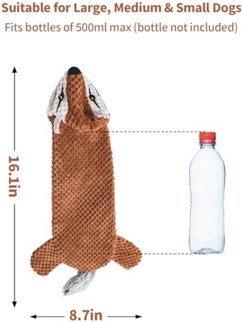 Dog Toys, Squeaky Plush No Stuffing Crinkle Dog Toy for Small Medium Large Dogs, [5 Pack] Interactive Puppy Teething Water Bottle Dog Chew Toy