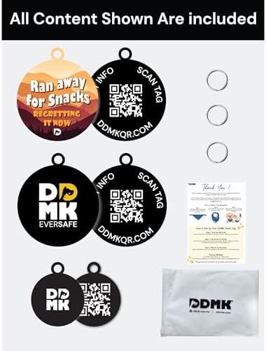 DDMK Smart Pet Tag Set | Includes 3 Tags | QR Code for Instant Alerts | Custom Pet Profiles | Durable & Waterproof | No Subscriptions or Fees |20-Ran Away for Snacks Regretting IT Now