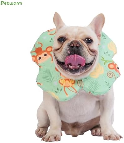 PetWarm Recovery Collar, Dog Recovery Collar, Green Monkey Print, L