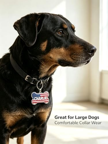 HSIAHOU Custom Pet ID Tags, Personalized Dog Tag Cat Tag(US Flag)