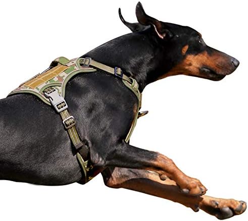 BUMBIN Tactical Dog Harness for Large Dogs No Pull, Famous TIK Tok No Pull Dog Harness, Fit Smart Reflective Pet Walking Harness for Training, Adjustable Dog Vest Harness with Handle Forest Camo XL