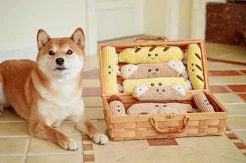 Squeaky Dog Plush Toy, Bakery Bite_Stick Collection, 8", for Small and Medium Dogs (Eclair, Small)