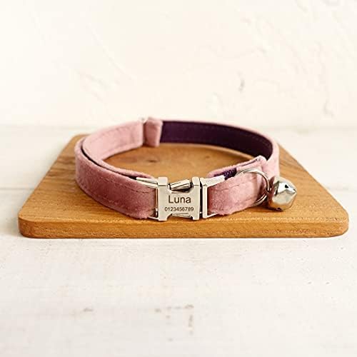 Cat Collar Personalized with Name Phone Number Engraved,Customized with Bell for Small Dogs Puppy Kitten