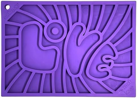 SodaPup Groovy Love eMat – Durable Enrichment Feeder Made in USA from Non-Toxic, Pet-Safe, Food Safe Rubber for Mental Stimulation, Avoiding Overfeeding, Fresh Breath, Digestive Health, Calming, More
