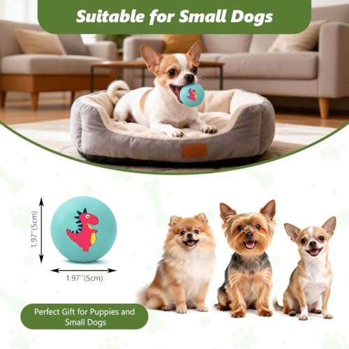 Small Squeaky Balls, [8 Pack] Soft Latex Squeaky Dog Ball Toys, Funny Dinosaur Interactive Dog Balls, Puppy Teething Chew Toys for Mini & Small Dogs (2"-Set C)