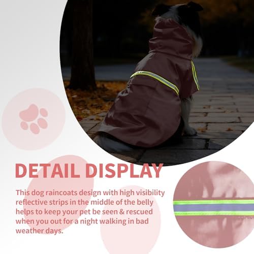 Dog Raincoat,Dog Rain Poncho-Harness Hole,Pink,2XL~4XL