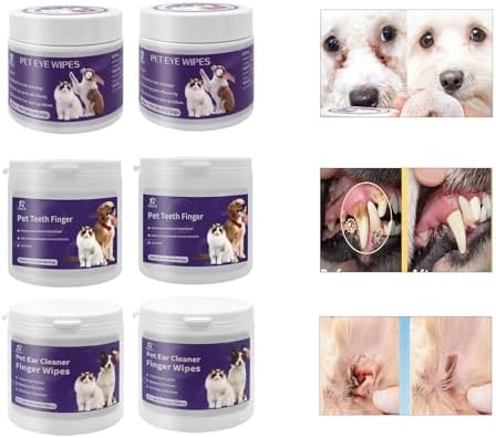 Pet Cleaning Wipes 3-Piece Set Pet Dental Wipes for Dogs & Cats - Dog Teeth & Eyes & Ears Cleaning Powder Disposable Pet Wipes Eyes Cleaning Wips