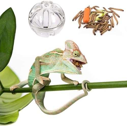 Bearded Dragon Feeder Toy Reptile Foraging Ball Lizard Enrichment Interactive Toy Reptile Terrarium Tank Decor for Lizard,Chameleon Small Animals (3.4 Inch)