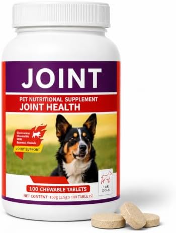 Dog Joint Supplement with Glucosamine, Chondroitin & MSM, Hip & Joint Support Chewable Tablets for Senior, Adult & Active Dogs, All Breeds & Sizes, 100 Count