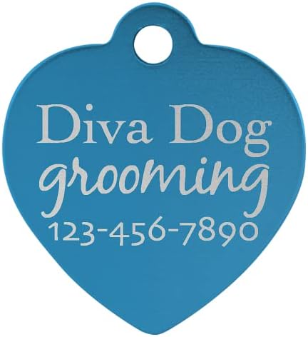Signature Custom Laser Engraved Anodized Aluminum Pet ID Tags (Silver, Heart 1 1/4" x 1 1/4")