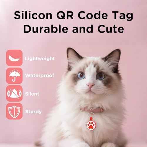 QR Code Cat Tag, Modifiable Pet Online Profile, Multiple Emergency Contact, Scannable QR Code, Instant Location Email Alert, Collar Accessories (Medium to Large Breeds - 1.25", Red)