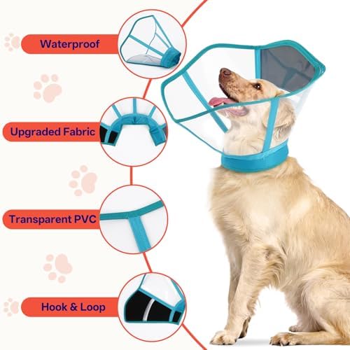 Soft Foldable Dog Cone Collar - Adjustable Elizabethan Collar for Dogs After Surgery, Waterproof Soft Recovery Collar to Stop Licking, Fits Small Medium Large Dogs, Blue, S