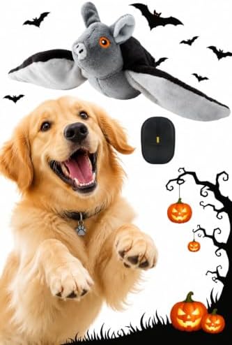 Flying Bat Dog Toy, Realistic Flying Interactive Pet Toy with Pet Hair Removal Gloves, Detachable Bat Shape Toy for Dogs Outdoor Play Training
