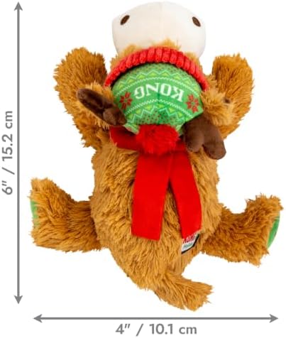 KONG Cozie Plush Dog Toy with Squeaker (Holiday Reindeer, Medium)