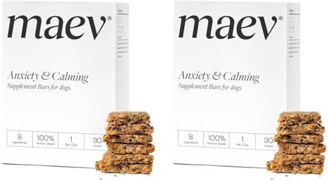 MAEV Human-Grade Anxiety & Calming Supplement Bars | Natural Support for Stress Relief & Calm Behavior, 30 Count (Pack of 2)