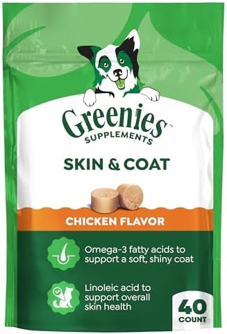 Greenies Supplements Skin & Coat Soft Dog Chews, Chicken Flavor, 40 Count