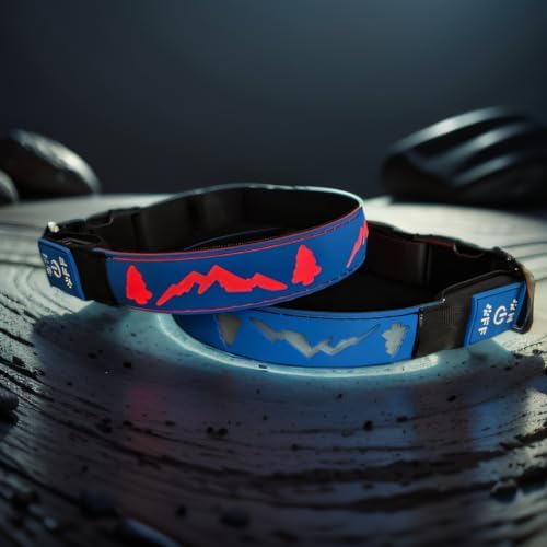 Customlized Name Flashing USB-C led Light up Dog Collar with airtag Holder, Subversive 3D Design Comfortable and Soft Material,Multicolored Lighting (Blue, M(11.8-15.7"))