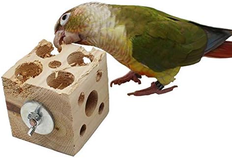 QBLEEV Bird Wooden Block Puzzle Parrot Chicken Foraging Toys, Small Animal Shredding Teething Parakeet Cockatiel Conure Budgie Cage Toys