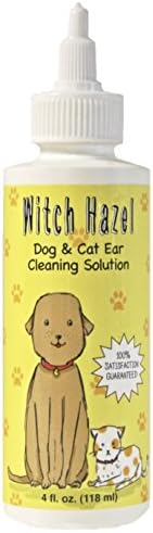 Immediate, Natural Relief with Witch Hazel Dog and Cat Ear Cleaner. Quickly Relieves Ear Infection Symptoms in 3-5 Days. 4 oz. Easy, 1-Step