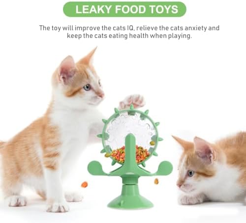 Ipetboom Interactive Pet Treats Dispenser Toy: 360 Degree Rotating Windmilt Feeding Windmill Dispenser Interactive Slow Food Toy for Cats and Dogs Enhances Iq Relieves Promotes Healthy Eating