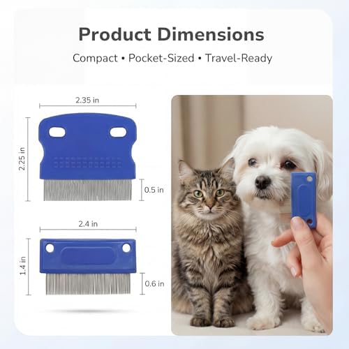 Pets&Goods Tear Stain & Flea Remover Comb Set for Dogs & Cats – Stainless Steel Eye Grooming Tool for Stains, Crust & Mucus – Gentle, Safe, Reusable – Pack of 2