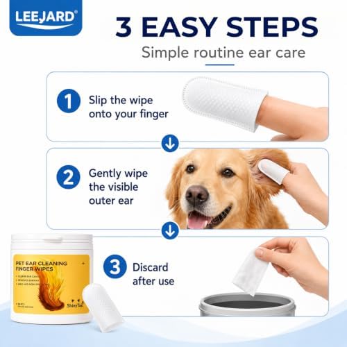 50-Count Pet Ear Finger Wipes - Wax & Odor Removal