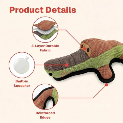 Selly's Den Durable Dog Toy with Squeaker, 3 Layer Tough Chew Toy, Reinforced Fabric, 11.5 Inches, Interactive Pet Toy for All Breeds