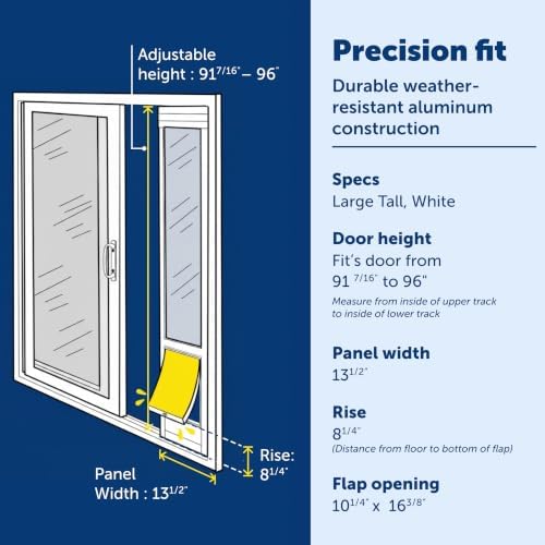 PetSafe Sliding Glass Pet Door, 1 Piece, Large-Tall Dogs to 130 lb, White
