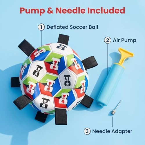 Dog Soccer Ball with Straps, 2026 World Cup Pet Soccer Ball Toy, Tough Herding Ball for Small & Medium Dogs, Interactive Training Toy for Indoor/Outdoor/Water Play, Durable Dog Toys (C, 6in)