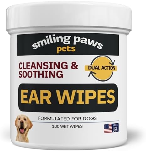 Smiling Paws Otic Cleanser Ear Wipes for Dogs, 100 Count