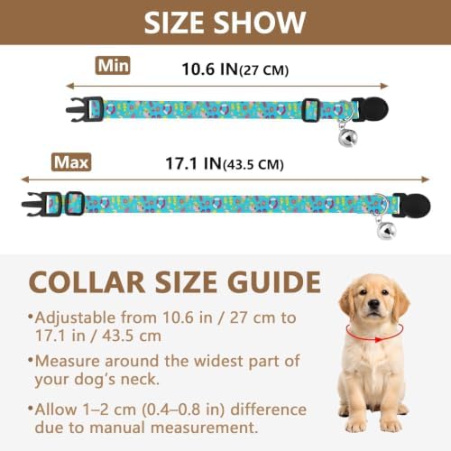2 Pack Pet Collar Colorful Flip Flops Puppy Collar with Bell, Adjustable Length 10.6" to 17.1"