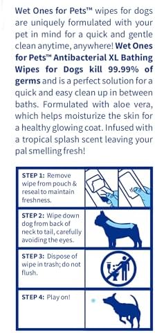 Wet Ones for Pets XL Dog Bathing Wipes, Tropical Splash, 10 Count, 3-Pack