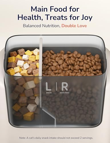 Automatic Cat Feeder 5L Dual Chamber, Timed 10 Meals WiFi