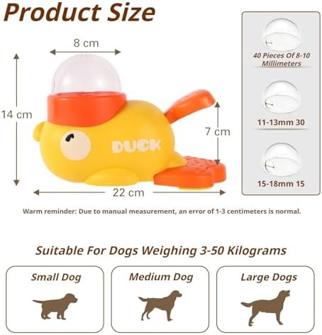 Duck Cat Treat Dispenser, Interactive Button-Operated Slow Feeder with 3 Grain Bin Covers, Puzzle Toy for IQ Training & Mental Stimulation (Yellow)