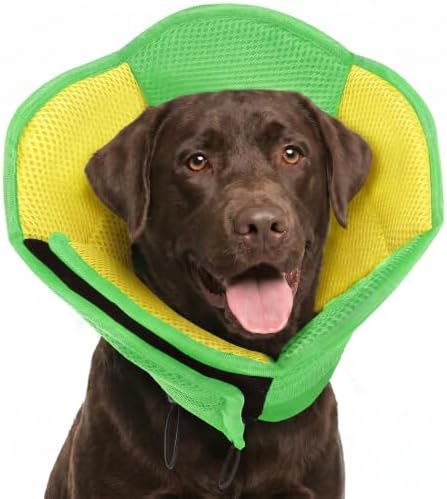 AOFITEE Large Dog Cone Adjustable Dog Cone to Stop Licking, YellowGreen XL