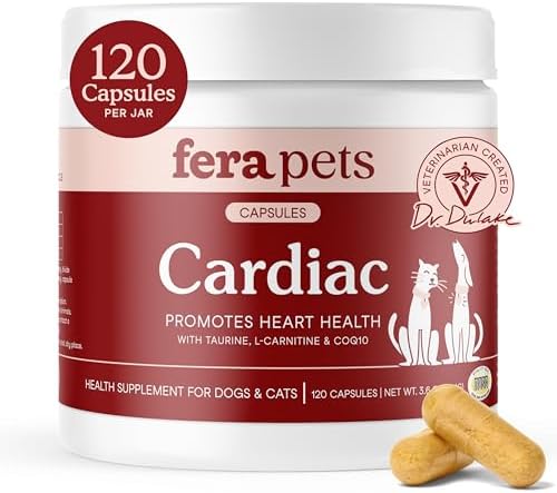 Fera Pets Heart Supplement - Taurine for Dogs & Cats, 120 Capsules