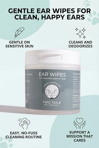 Two Tails Pet Company Dog Eye & Ear Wipes Bundle – Gentle Cleaning Grooming Set, Fragrance-Free Eye Wipes + Ear Cleaning Wipes, 100 Count Each