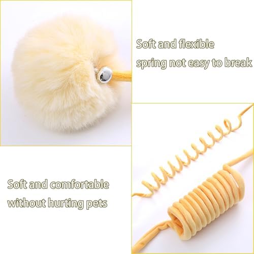 2pcs Hanging Plush Cat Toy Ball,Self-Play Hanging Stretchable Cat Spring with Bell,Hanging Cat Toy,Interactive Cat Toys for Indoor Cats Play Chase Exercise (Pink & Grey)
