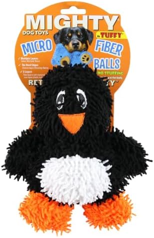 MIGHTY Tuffy Microfiber Medium Penguin Ultra Durable Plush Dog Toy