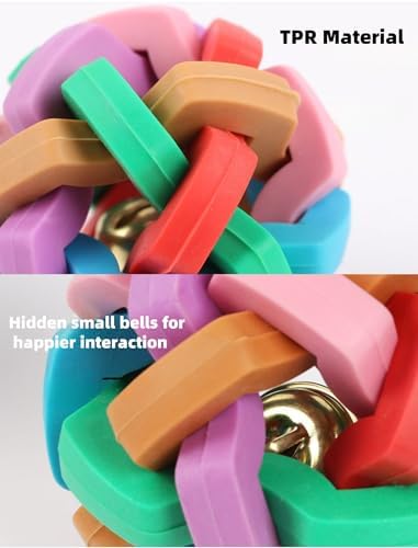 GLOGLOW Rubber Colorful Soft Ball Chewing Dog Toy with Inside Bell