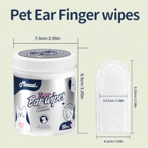 Pet Finger Wipes, Gentle Dog Eye Wipes for Tear Stains, 50 Count