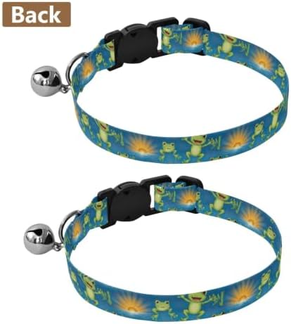 2 Pack Pet Collars Green Frogs Eyes Limbs Kitten Collar with Bell, Adjustable 10.6 to 17.1 Inches