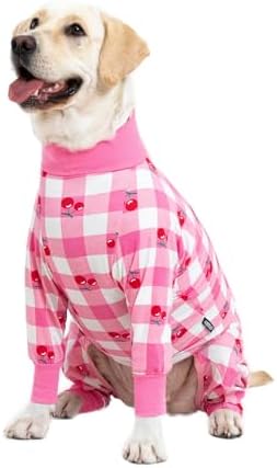 Dog Surgery Recovery Suit Female Male for Dogs After Surgery Medium Large Dogs Onesie Dog Pajamas Pjs Clothes (Pink Plaid, 38 (Chest 42.52 in | Backlength 27.95 in))