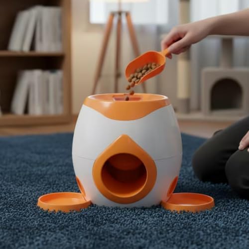 predolo More Pet Toys Boredom Relief Treat Dispensing Toy, Indoor Play Tennis Food Dispenser, Gray