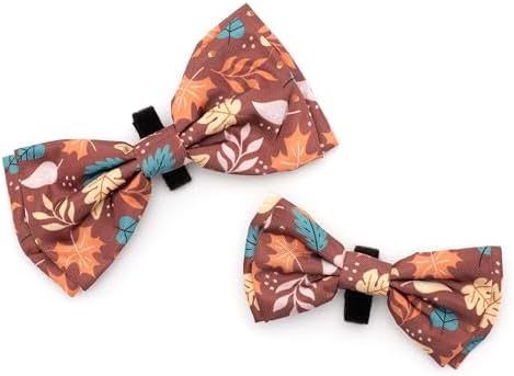 THE WORTHY DOG Fall Patterns Pet Bow Ties for Dogs & Cats, Falling Leaves